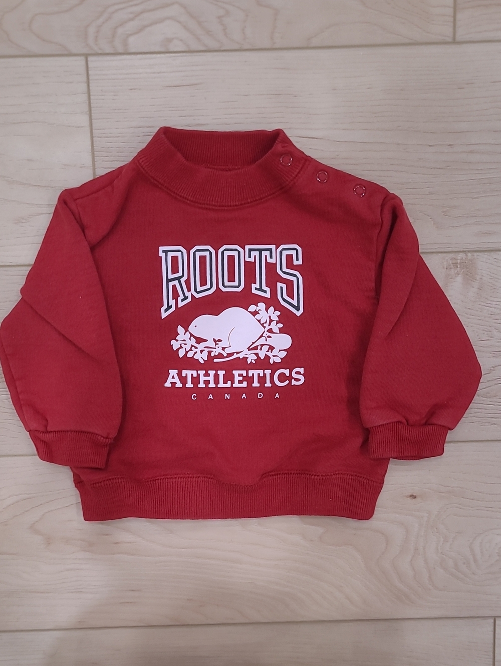 90's Roots Kids Red Athletics Crewneck Sweatshirt Made In Canada